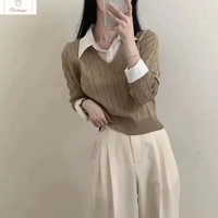 Womens Winter V-Neck Knit Sweater