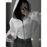 Slim Crop Zip Up Hooded Sweatshirt Women