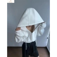 Slim Crop Zip Up Hooded Sweatshirt Women