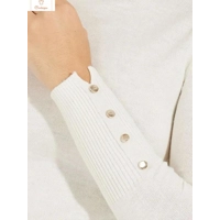 Womens Cropped Turtleneck Sweater with Buttons