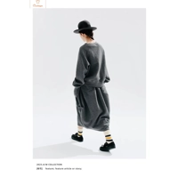 Grey Round Neck Floral Hoodie Sweater