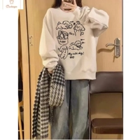American Retro Dog Print Sweatshirt for Women