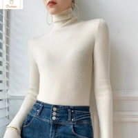 Brown Cashmere Turtleneck Knit Sweater