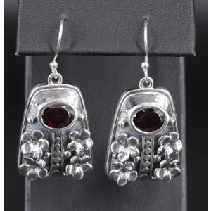 Sterling Silver and Garnet Earrings