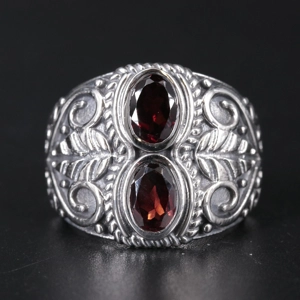 Sterling Silver and Garnet Ring