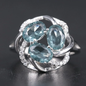 Sterling Silver, Topaz and CZ Ring