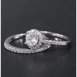 Silver Tone CZ Ring Set
