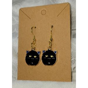Black Fuzzy Monster Enamel Earrings