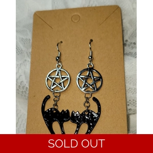 Black Cat Pentacle Earrings