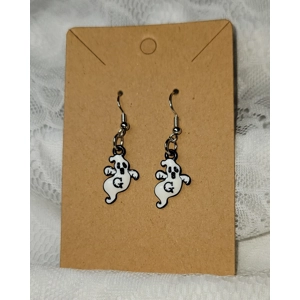 G Is for Ghost White Enamel Earrings