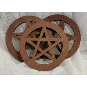 Carved Wood Pentacle Altar Tile