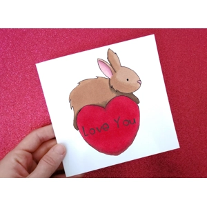 Rabbit Love Card, Brown Bunny Card, Brown Rabbit
