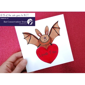 Bat Card, Bat Love Card, Personalised Bat Card, Bat Valentine's Day Card