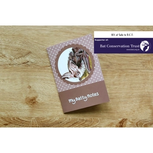 Bat Notebook A6, Brown Long Eared Bat Stationery, Christmas Gift, Stocking Filler, Eco Friendly Stat
