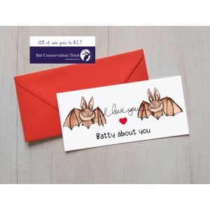 Bat Love Card, Bat Valentine's Day Card, Bat Anniversary Card, Bat Birthday Card, For Husband, Wife,