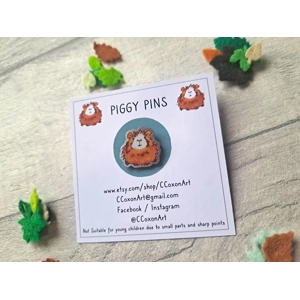 Guinea Pig Pin Badge, Guinea Pig Christmas Gift, Guinea Pig Stocking Filler, Metal Badge made from 6