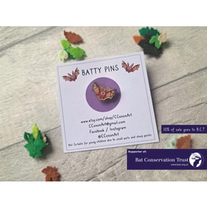 Bat Pin Badge, Bat Lover Christmas Gift, Bat Stocking Filler, Metal Badge made from 63% Recycled Mat