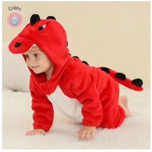 Winter Dinosaur Hooded Baby Jumpsuit