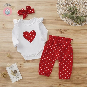 Newborn Baby Girl Heart Outfit Set