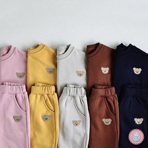 Cartoon Bear Toddler Hoodie and Pants Set
