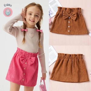 Summer Baby Girl Bow Button Mini Skirt