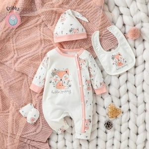 Baby Girls Cartoon Deer Jumpsuit Set