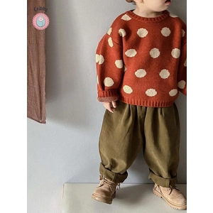 Vintage Polka Dot Knit Pullover for Kids