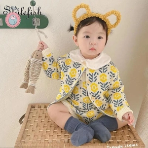 Baby Girl Knit Cardigan & Jumpsuit Set