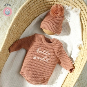 Knitted Newborn Photo Romper Set
