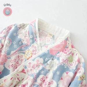 Japanese Floral Kimono Nightdress for Kids