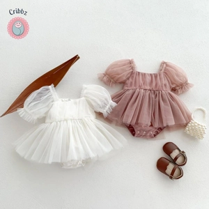 Summer Mesh Puff Sleeve Baby Dress