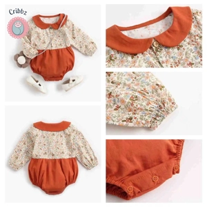 Cute Floral Long Sleeve Baby Bodysuits