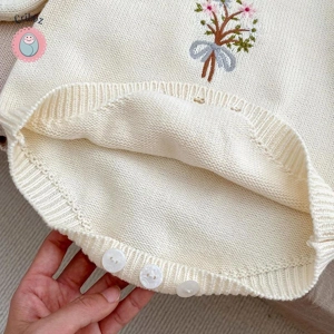 Baby Girl Knit Embroidered Jumpsuit