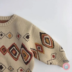 Colorful Retro Kids Knitwear Pullover