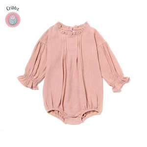 Linen Long Sleeve Baby Bodysuit Outfit