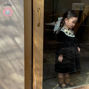 Vintage Floral Velvet Dress for Girls