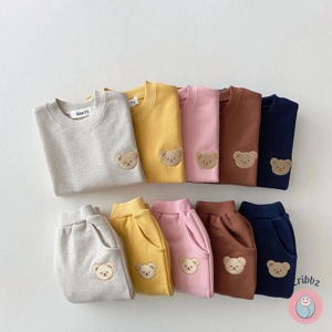 Kids Cute Bear Pullover and Sweatpants Set