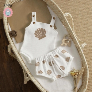 Knit Toddler Clothes Set with Shell Print