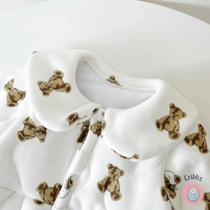 Cute Bear Print Winter Baby Jumpsuit