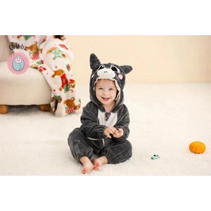 Hooded Flannel Baby Romper Jumpsuit