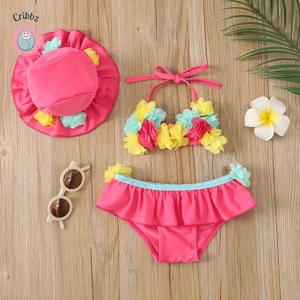 Floral Infant Girls Bathing Suit Set