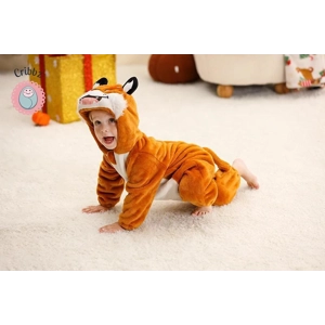 Hooded Flannel Baby Romper Jumpsuit