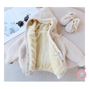 **Kids Winter Fur-Lined Knit Cardigans**
