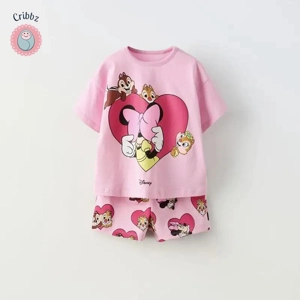 Disney Cartoon Girls Summer Tracksuit Set
