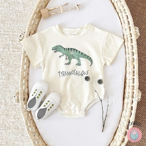 Summer Dinosaur Print Baby Bodysuit