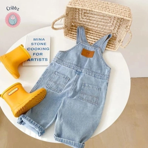 Soft Washed Denim Kids Overalls Outfit
