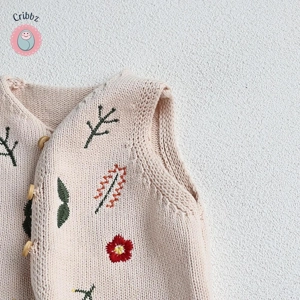Knit Embroidery Vest for Toddler Girls