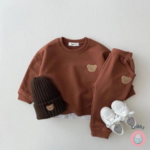 Kids Cute Bear Pullover and Sweatpants Set
