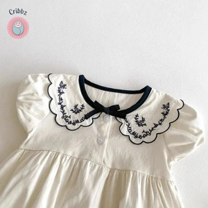 Baby Girls Summer Embroidered Bodysuit Set