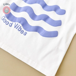 Cartoon Wave T-shirt and Beach Shorts Set